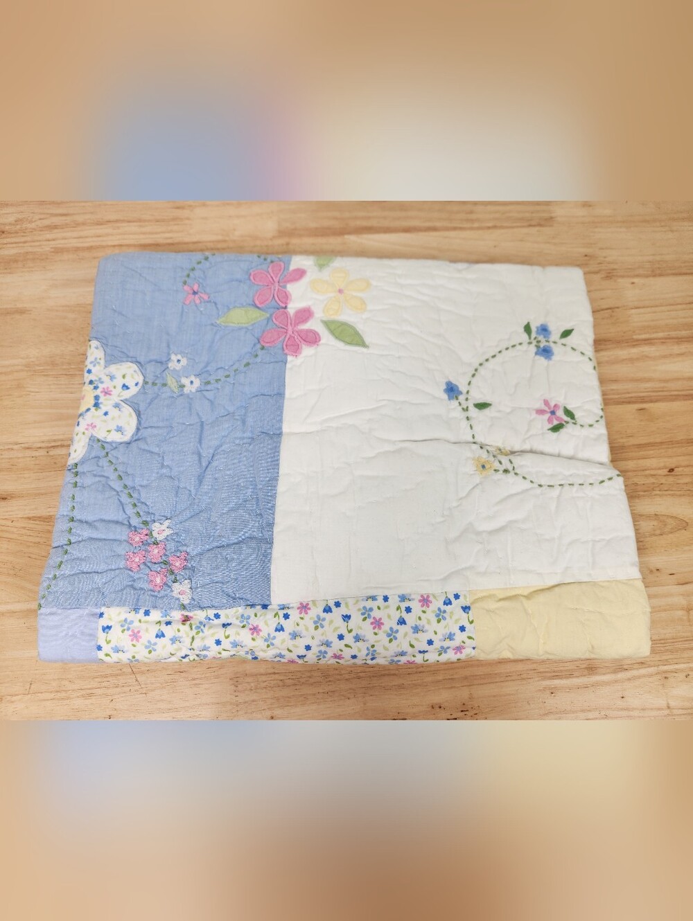 Pottery Barn Kids Vine Patchwork Crib/ Toddler Quilt 50x36 NOS Floral *Flaw*